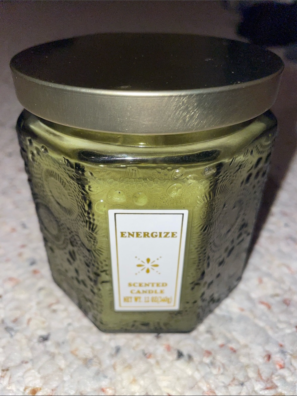 Energize Scented Candle in Olive Green Decorative Jar